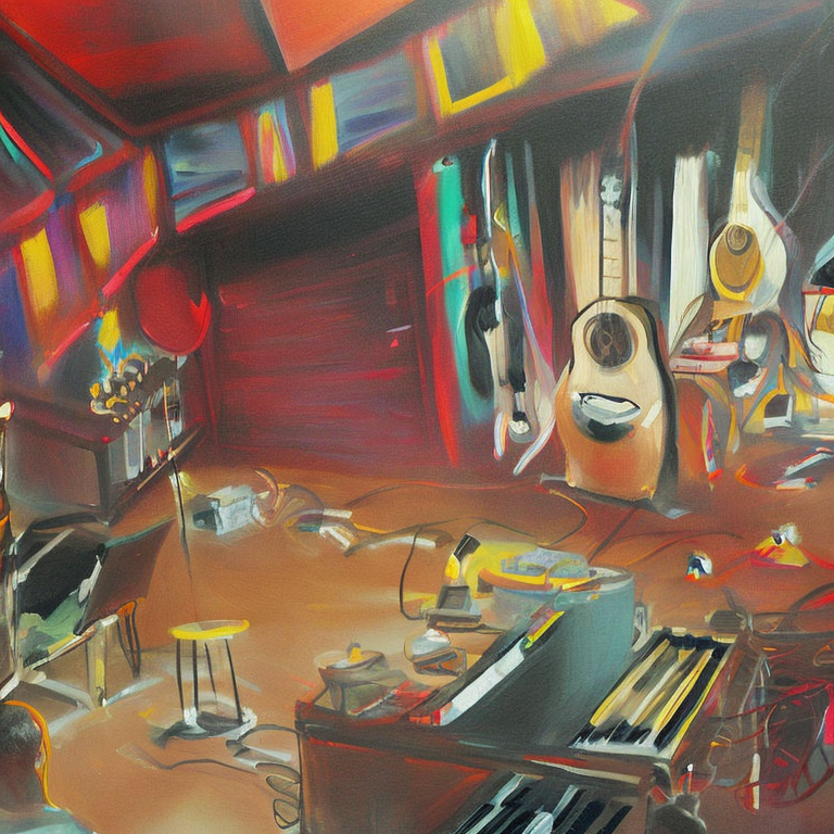 A techno music club, baskiat painting