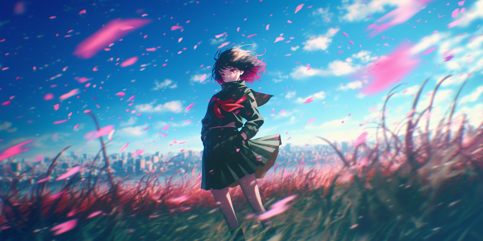 Maki from jujutsu no kaisen, colorful realism, intense close-ups, purple, red and black, unreal engine 5 #vfxfriday, cinematic lighting --ar 2:1 --stylize 750 --niji 6