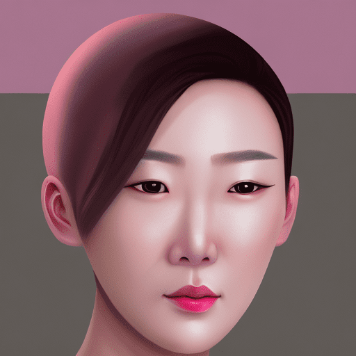 Generate a hyper-realistic portrait of a young atractive korean woman with a bald head, captured in a close-up shot. The woman has soft eyebrows and pink makeup, emphasizing his natural beauty. His face should be positioned directly facing the camera, facing camera. The background is plain and minimalistic, ensuring full focus on the subject's facial features. The image should have a high-definition quality with a slight glow to the skin, creating a smooth and radiant appearance. Front view. Neutral expression. Facing the camera. Id photo. Studio light