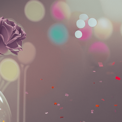 Disposable photography of huge transparent balloon, which filled with roses with confetti, 8k, photo realism, --ar 3:4