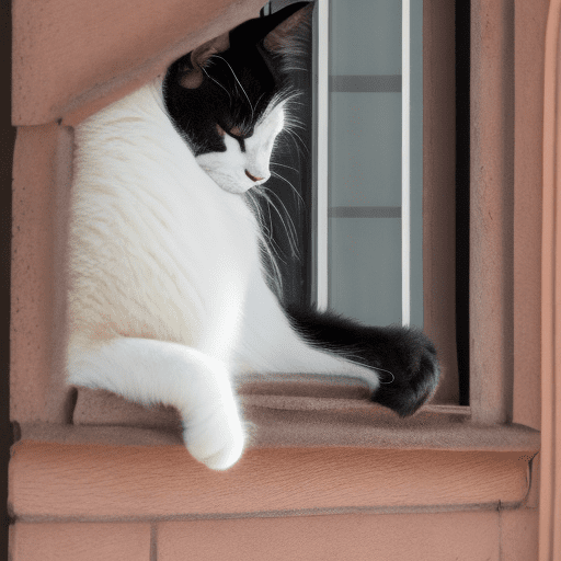 Black cat sleeping near window