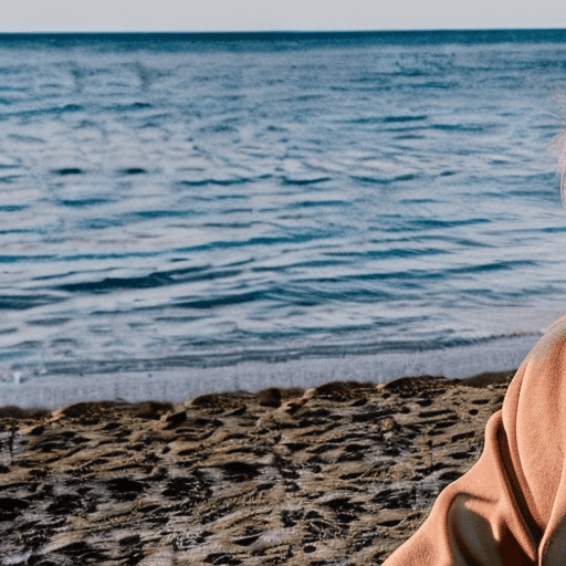 A 60-year-old man looking out at the ocean with a stoic look on his face