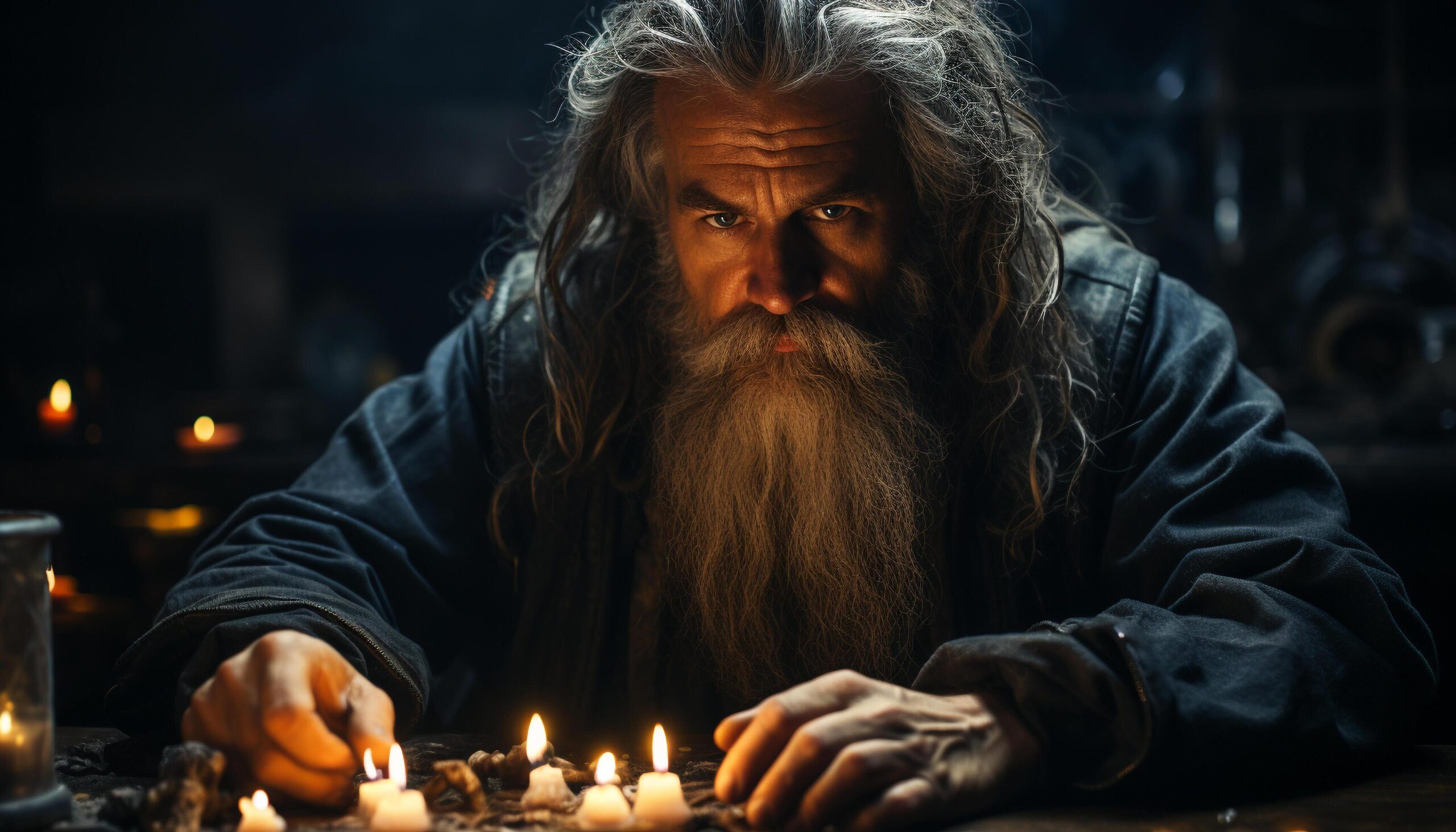 A-mature-man-with-long-hair-holds-a-burning-candle-generated-by-ai-free-photo