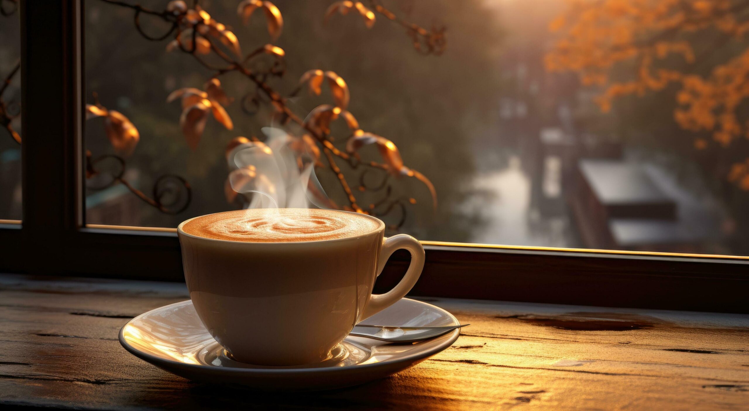 Ai-generated-a-cup-of-coffee-on-a-window-sill-with-light-flowing-in-free-photo