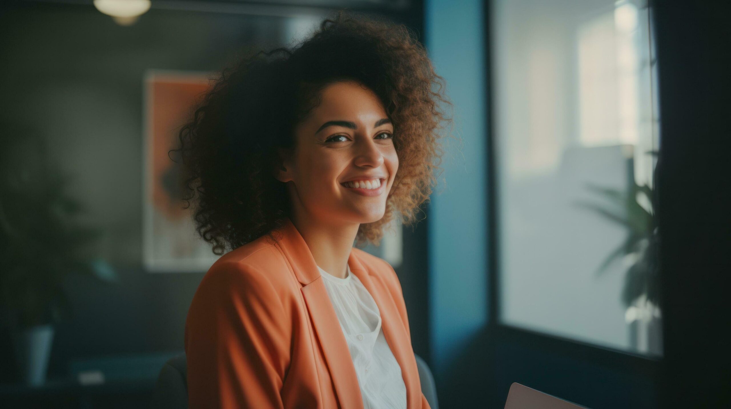 Ai-generated-a-curly-haired-self-confident-woman-who-radiates-happiness-and-self-confidence-generative-ai-free-photo