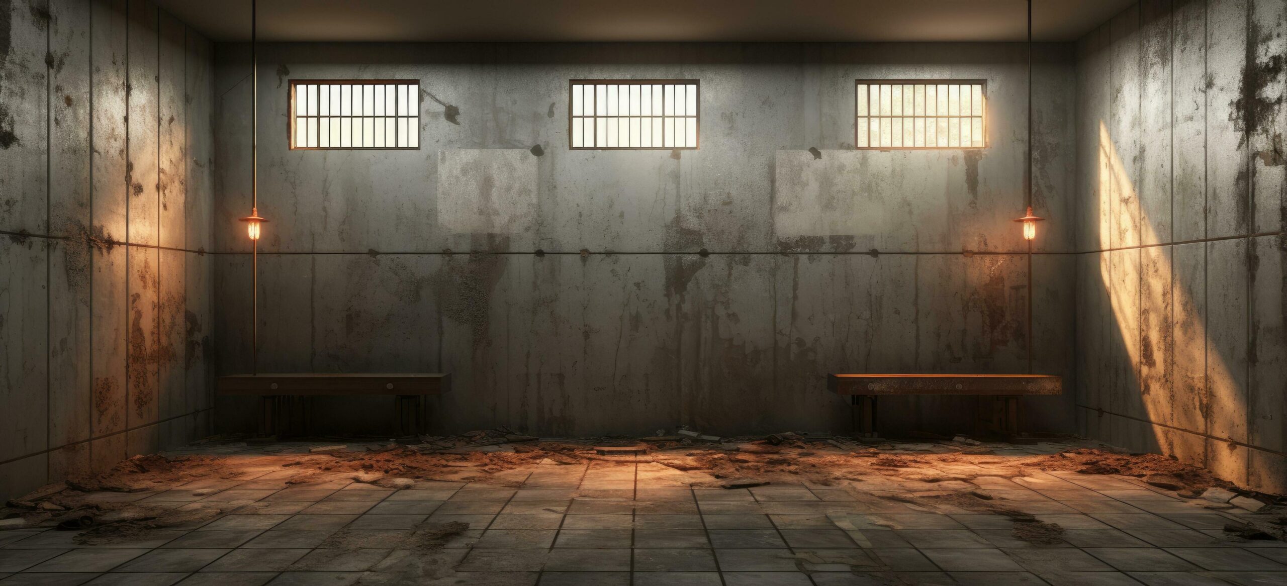 Ai-generated-a-prison-cell-with-light-shining-through-the-windows-free-photo