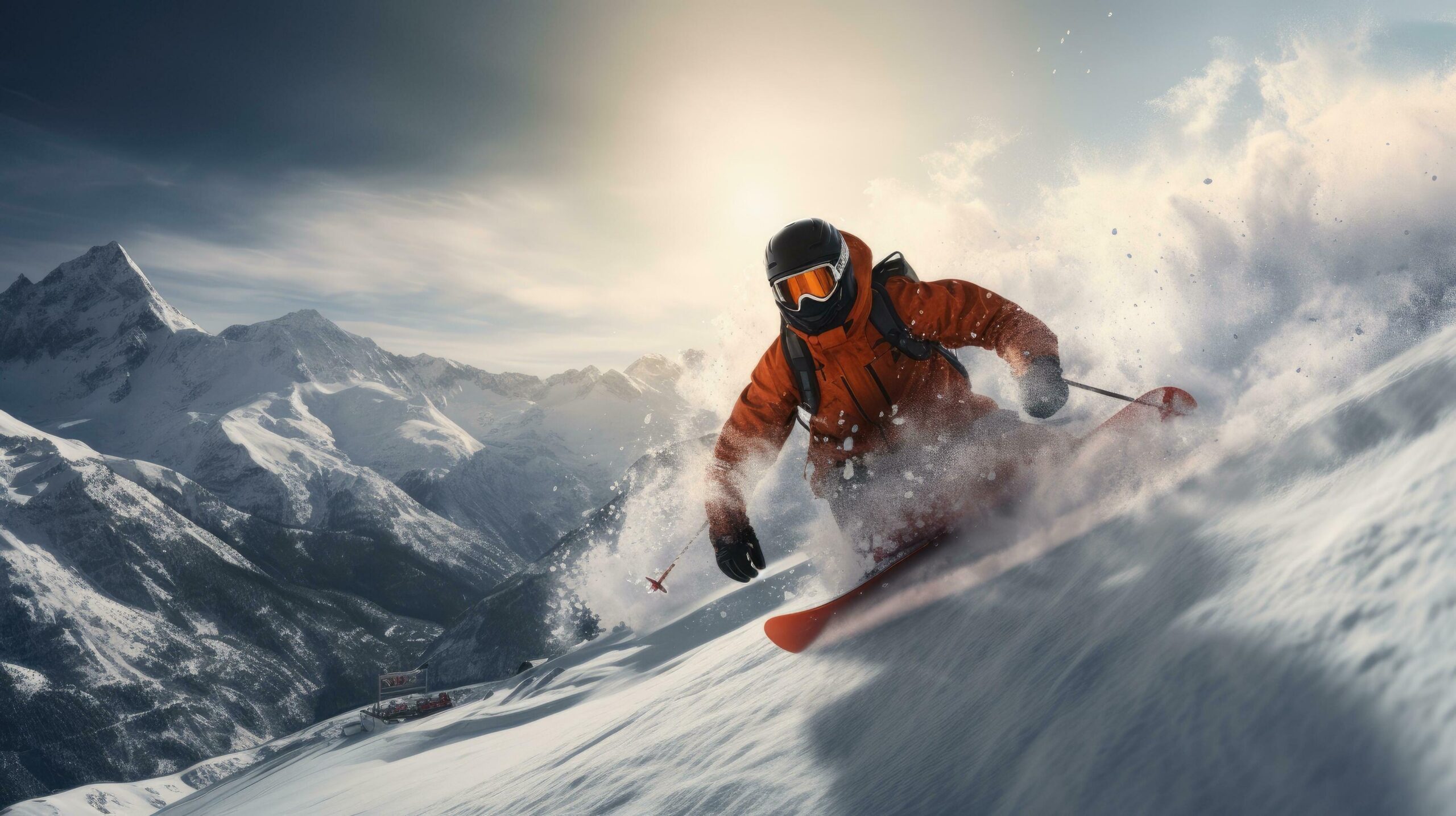 Ai-generated-a-snowboarder-jumping-around-the-snow-covered-mountains-free-photo