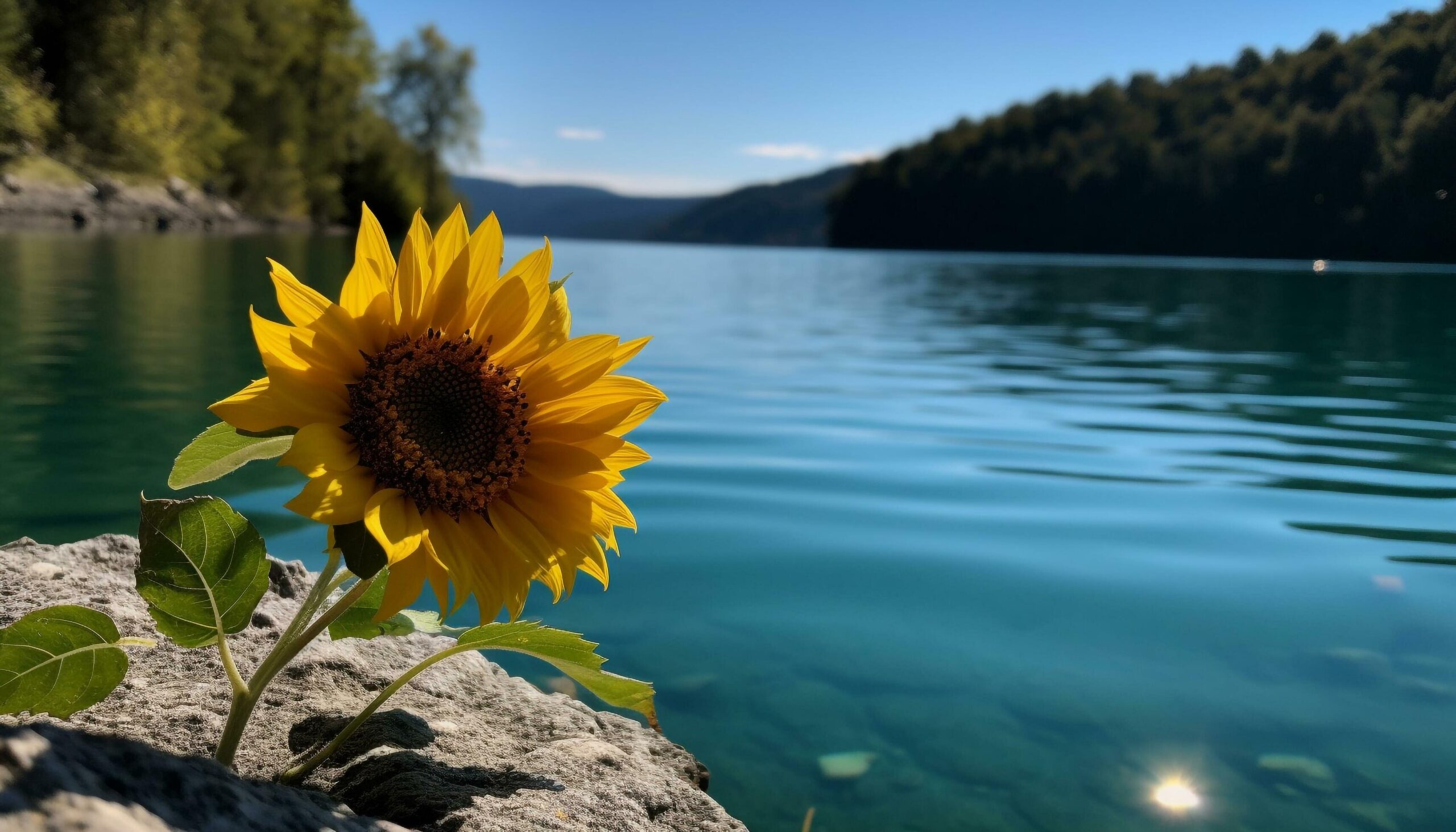 Ai-generated-a-vibrant-yellow-sunflower-blossoms-in-the-tranquil-meadow-generated-by-ai-free-photo