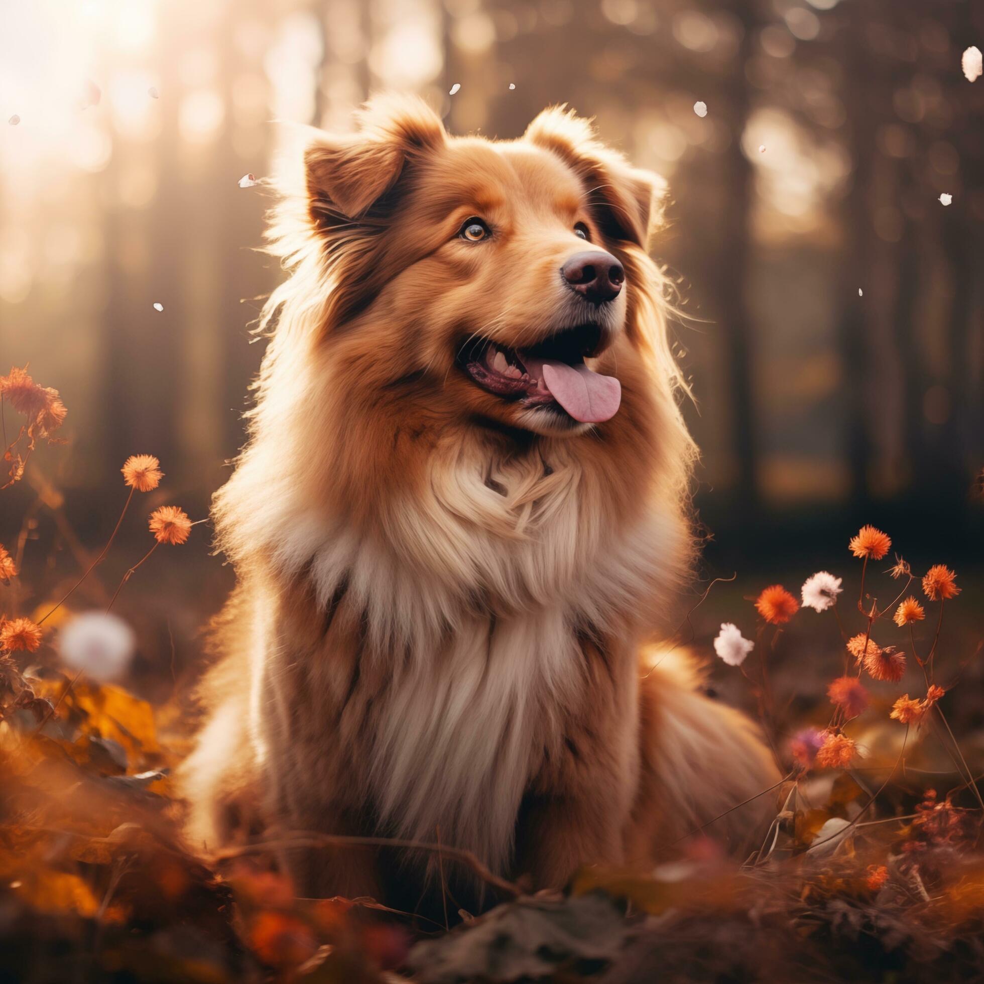 Ai-generated-beautiful-dog-in-nature-background-ai-generated-free-photo