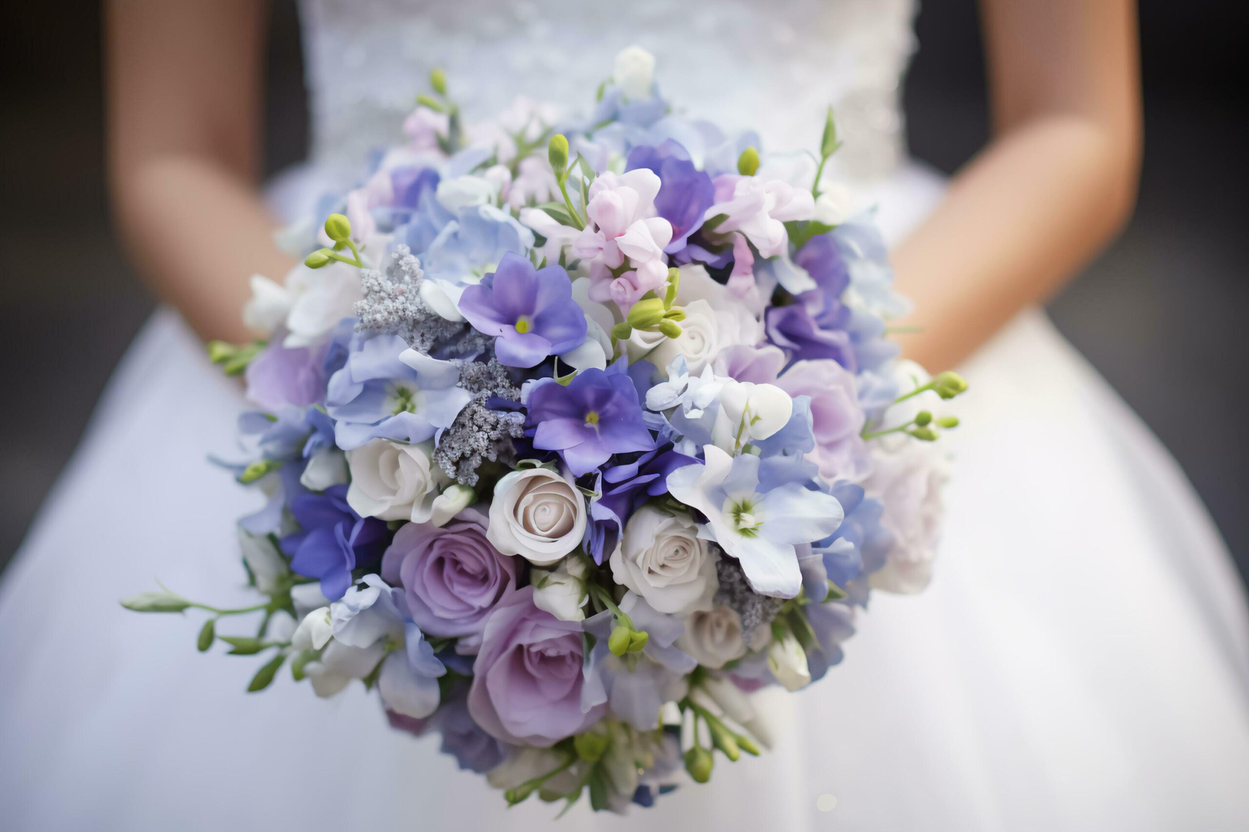 Ai-generated-bridal-harmony-periwinkle-elegance-captured-with-bouquet-free-photo