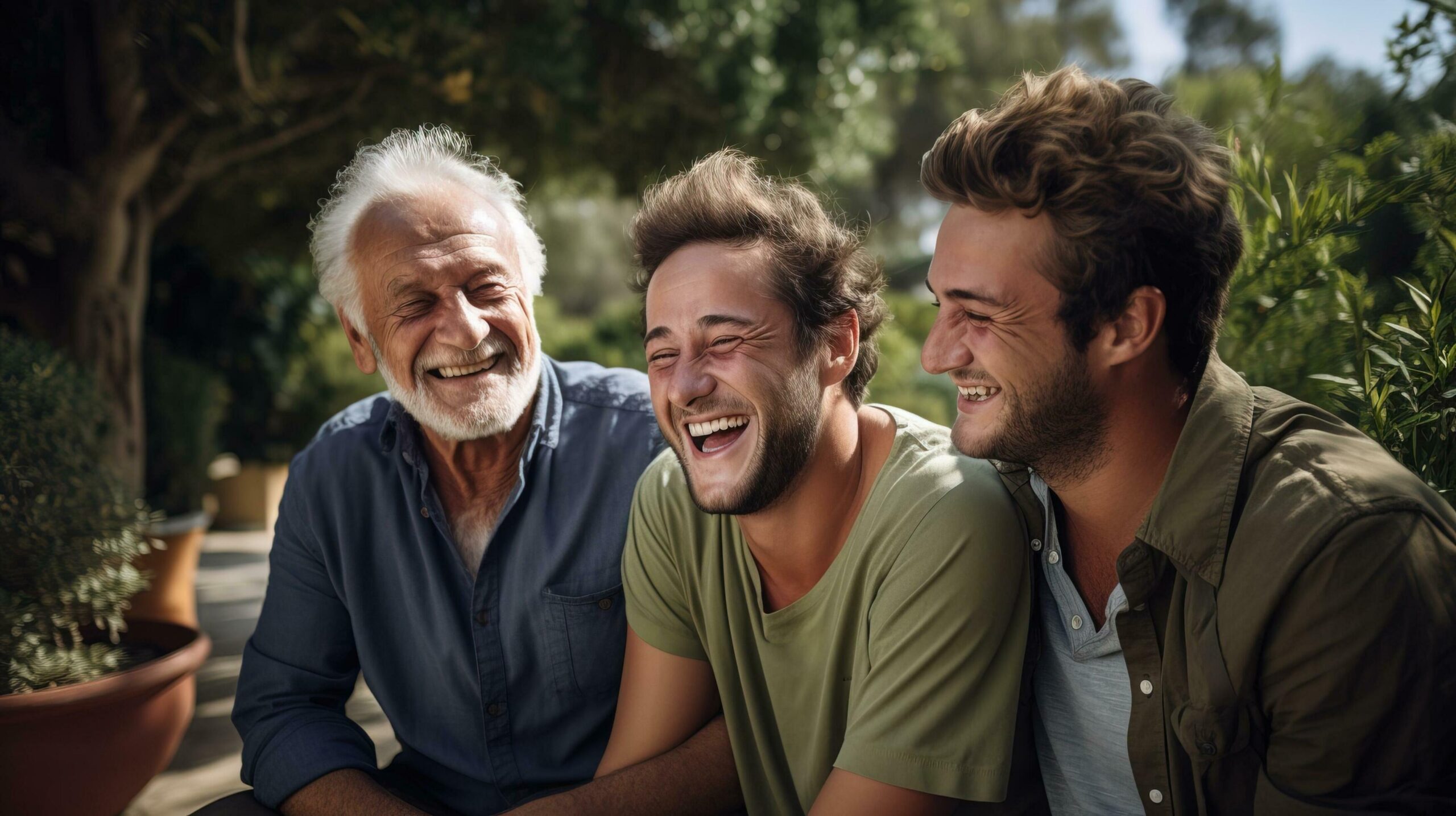 Ai-generated-cheerful-portrait-of-three-generations-of-caucasian-men-all-smiling-generative-ai-free-photo