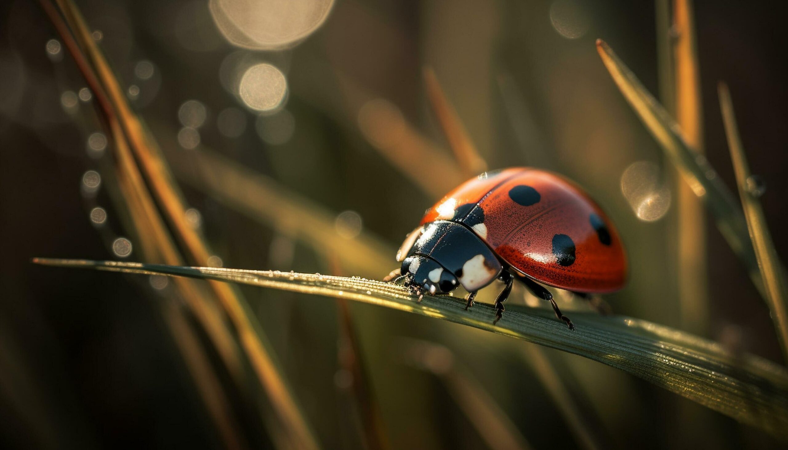Ai-generated-ladybug-on-green-leaf-dew-drop-nature-beauty-in-close-up-generated-by-ai-free-photo