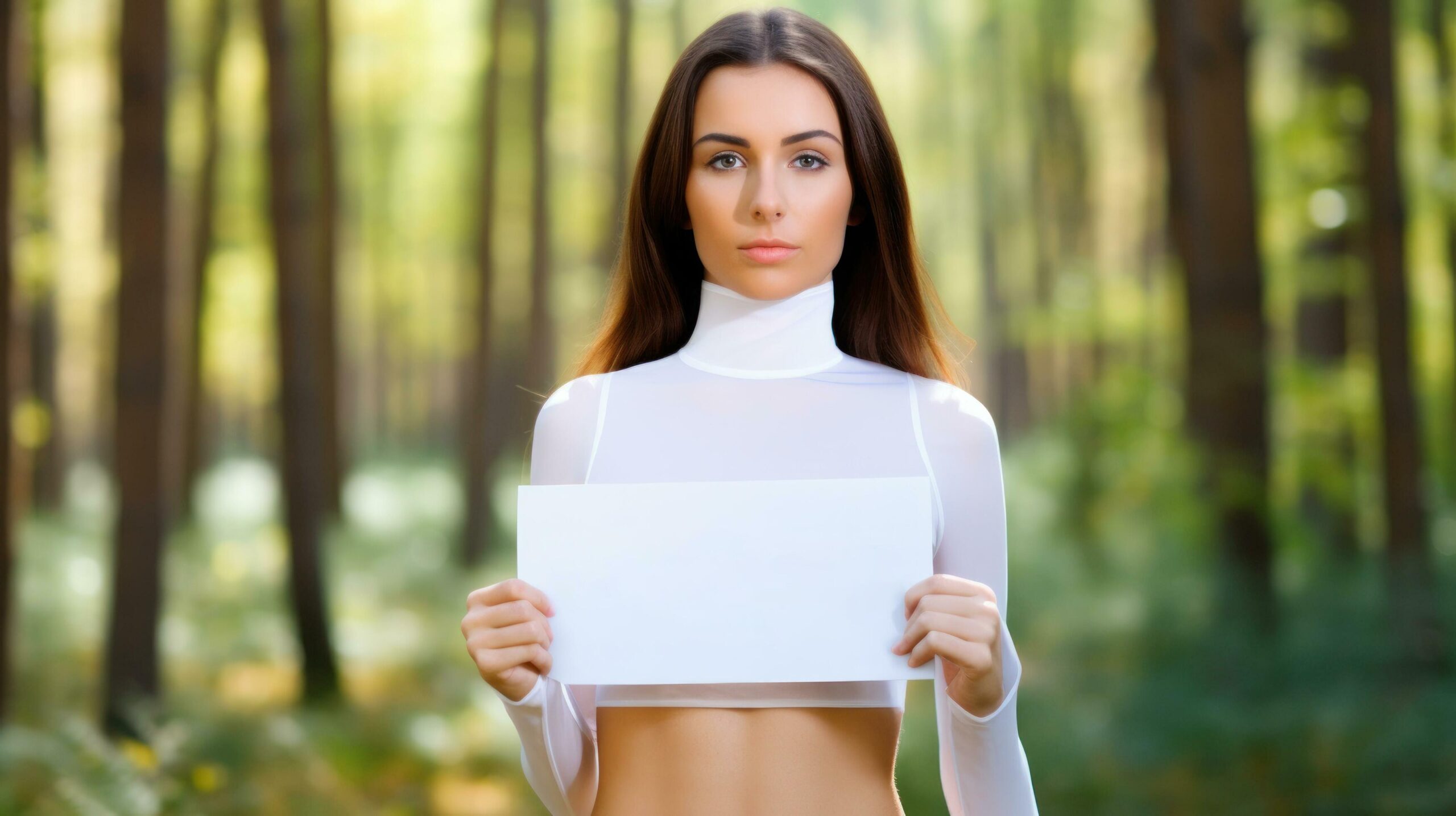 Ai-generated-mannequin-holding-blank-paper-on-white-top-generative-ai-free-photo