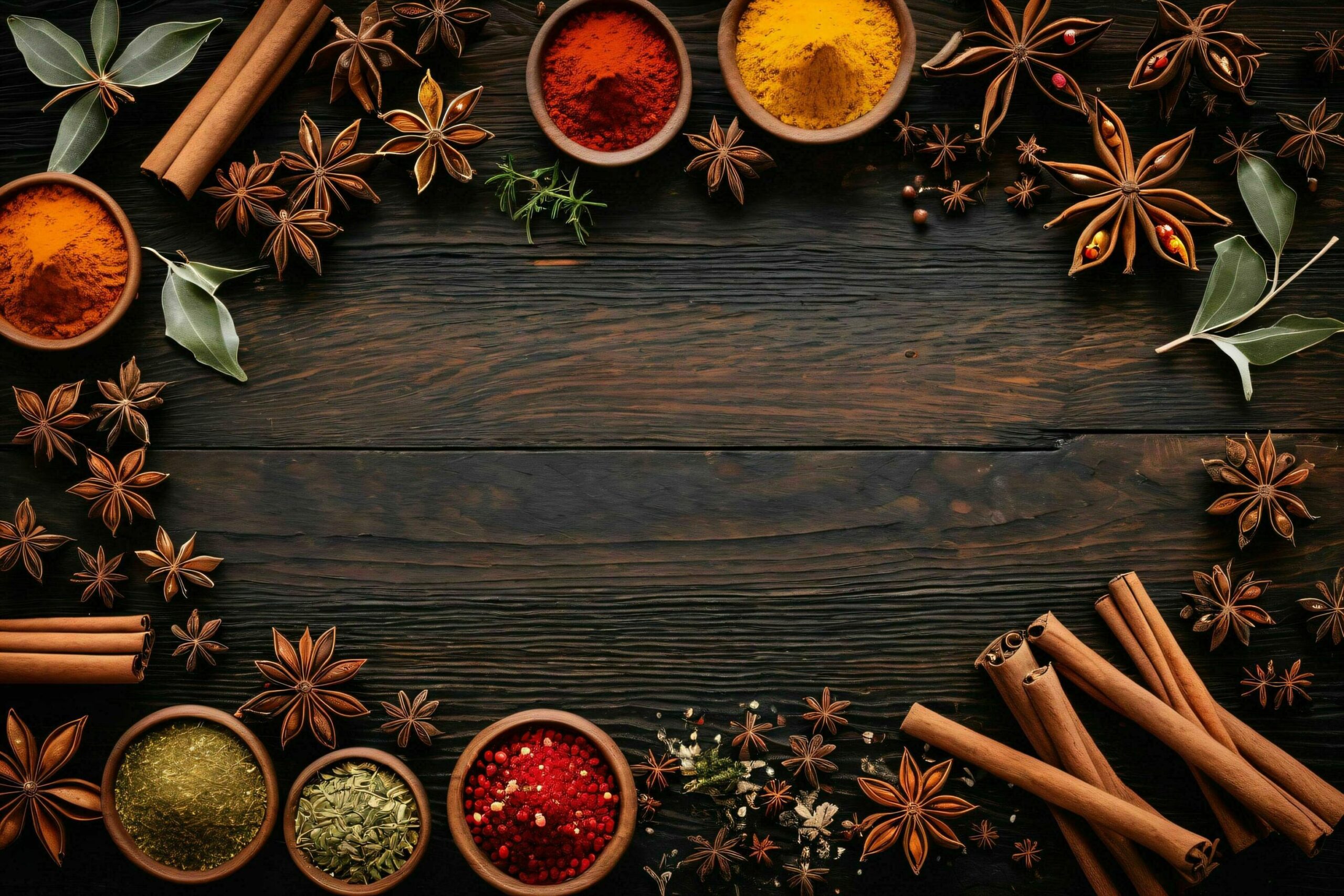 Ai-generated-tabletop-display-of-culinary-spices-and-herbs-free-photo