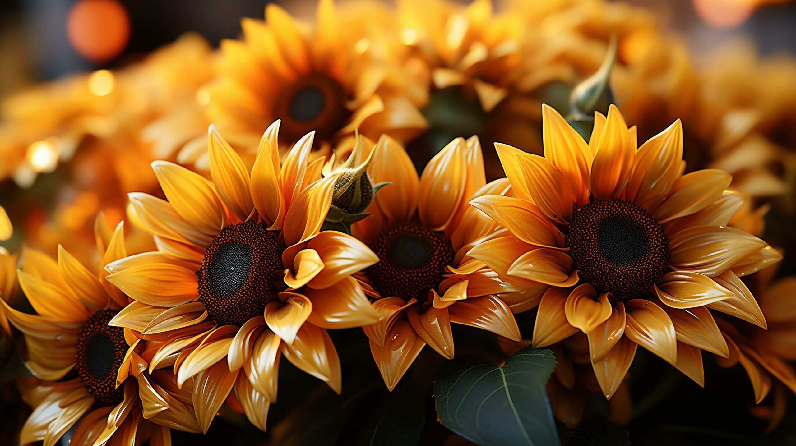 Ai-generated-there-are-many-yellow-sunflowers-in-a-vase-on-the-table-free-photo