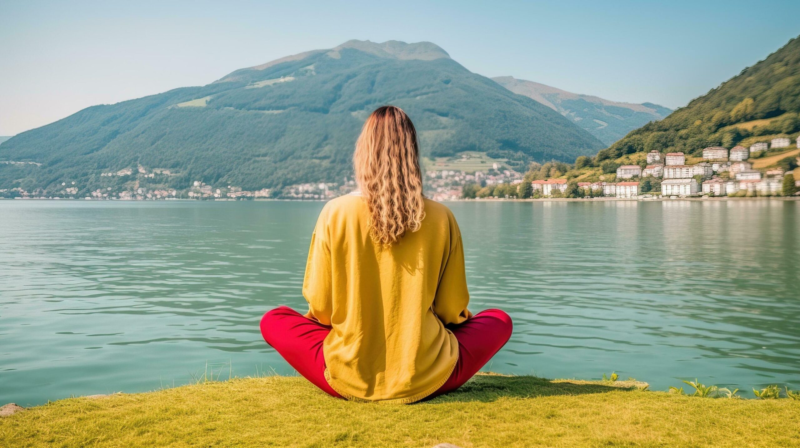 Ai-generated-woman-doing-a-quiet-yoga-and-meditation-retreat-by-the-lake-generative-ai-free-photo