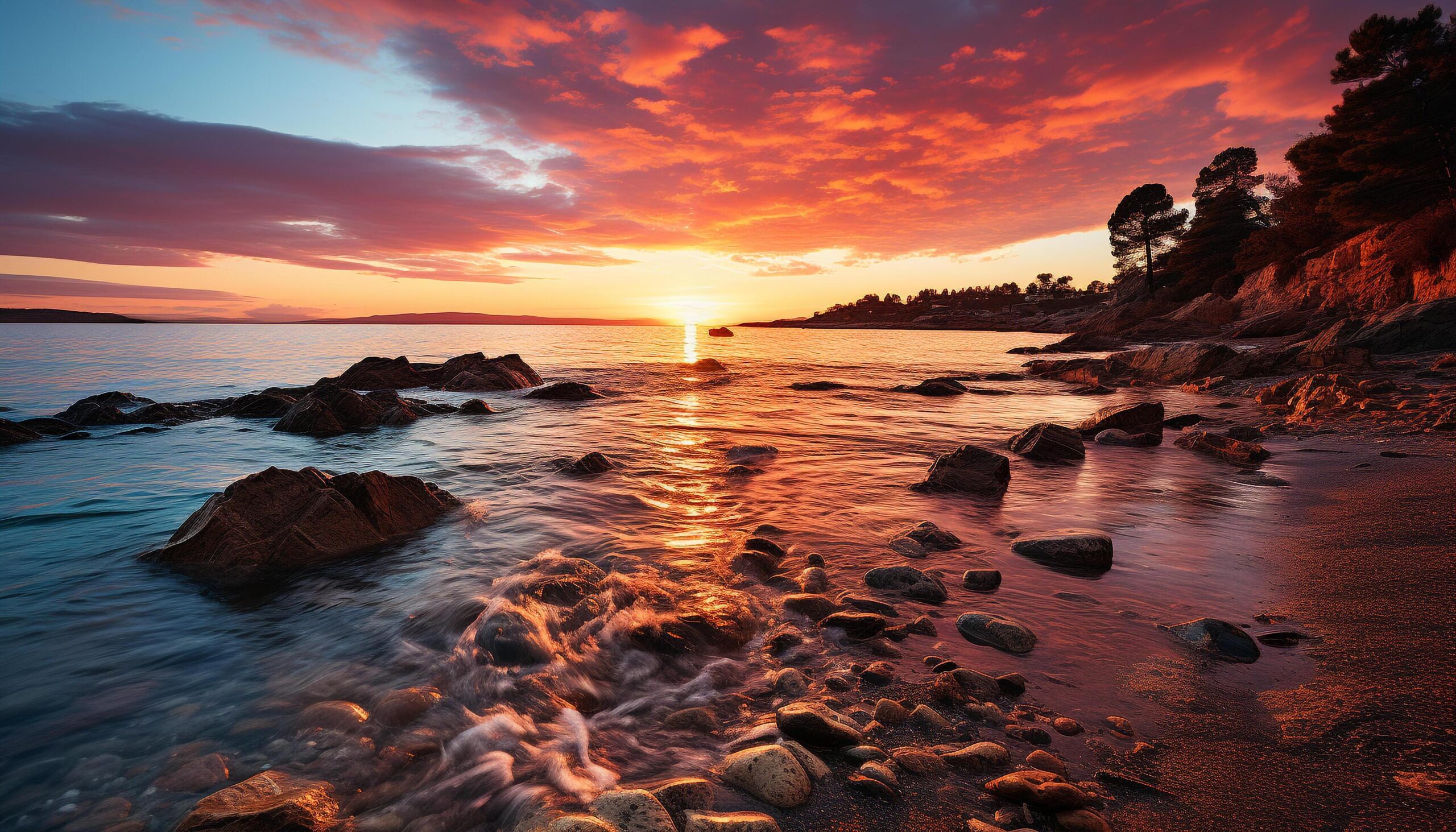 Sunset-over-tranquil-water-nature-beauty-reflected-in-twilight-sky-generated-by-ai-free-photo