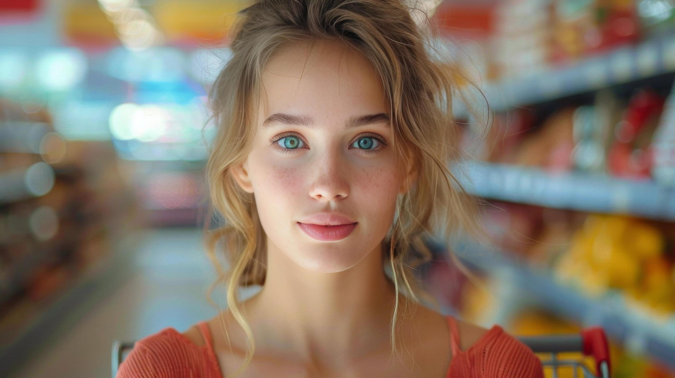 Ai-generated-woman-wearing-straw-hat-in-grocery-store-free-photo