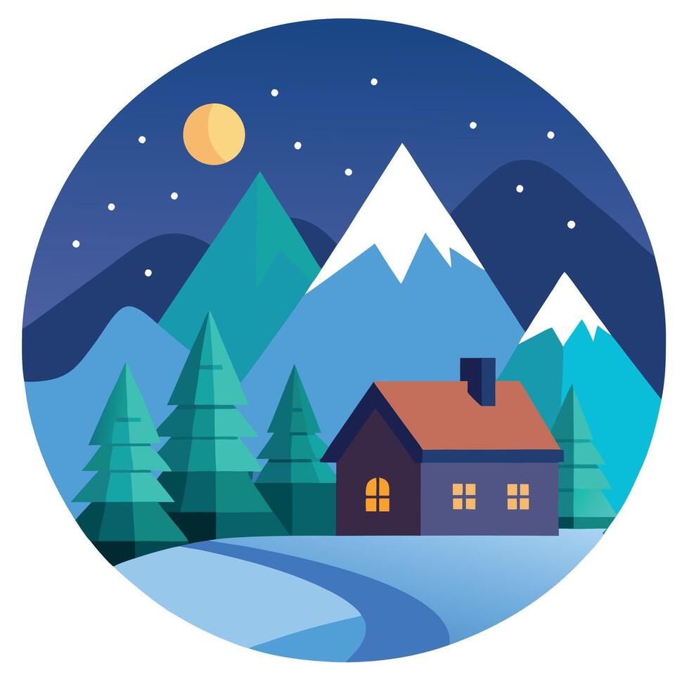 Christmas-evening-landscape-with-house-in-the-mountains-ai-tools-generated-image-free-vector