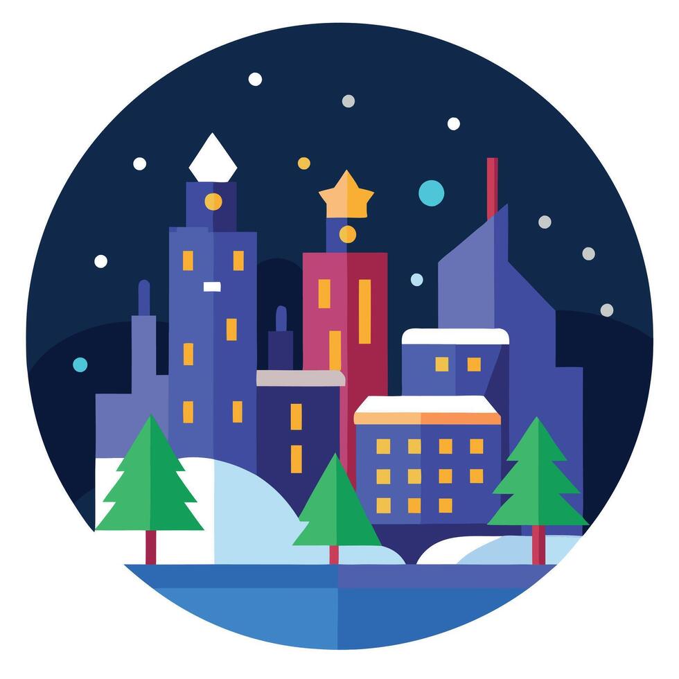 City-with-christmas-decoration-night-view-generated-by-ai-tool-free-vector