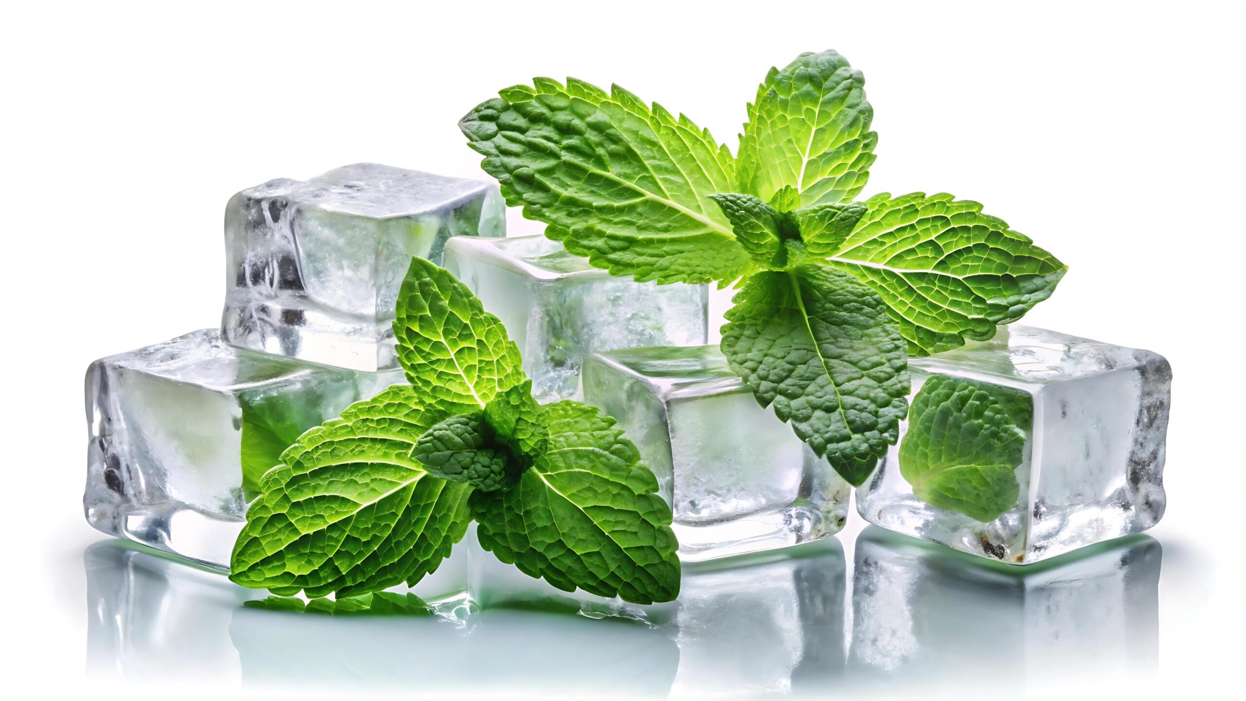Mint-and-white-ice-cubes-on-white-background-ai-free-photo