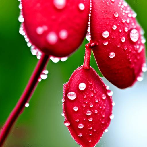 Lonely baby red bud with dew drops