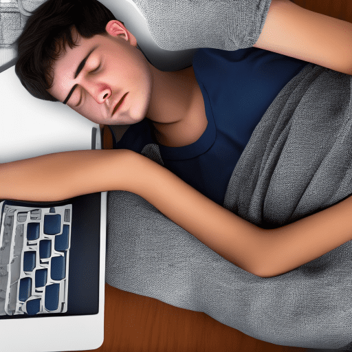 A person sleeping on their computer keyboard