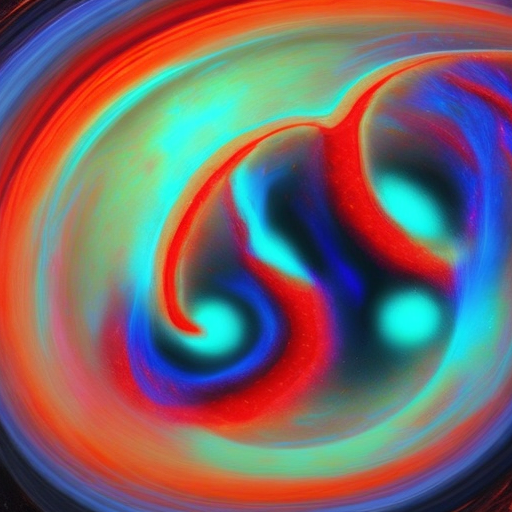 Representación de una "sopa" primordial en la que se forman los primeros átomos. La imagen debe mostrar una mezcla brillante de gases y partículas, con tonos rojos y amarillos. De manera abstracta, deben aparecer núcleos atómicos y electrones flotando, dando una sensación de energía en movimiento. Se busca representar un ambiente caliente e inestable, lleno de potencial, donde se origina la primera materia del universo