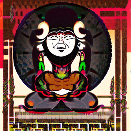 Tai shang lao jun, strong old man in sitting meditation, anime like style