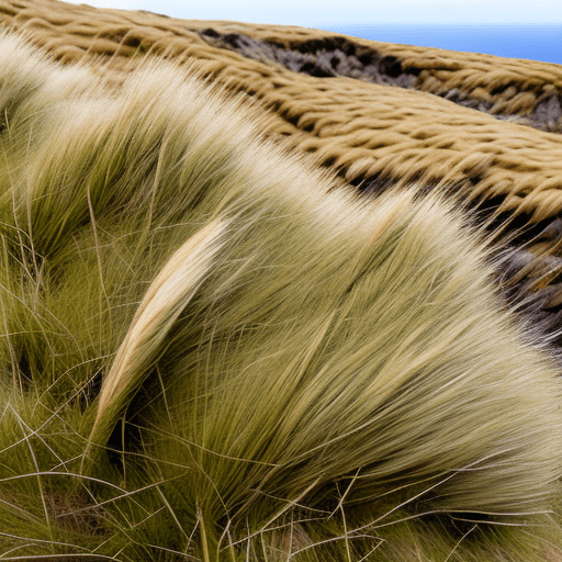 Windswept tussock on a cliff edge