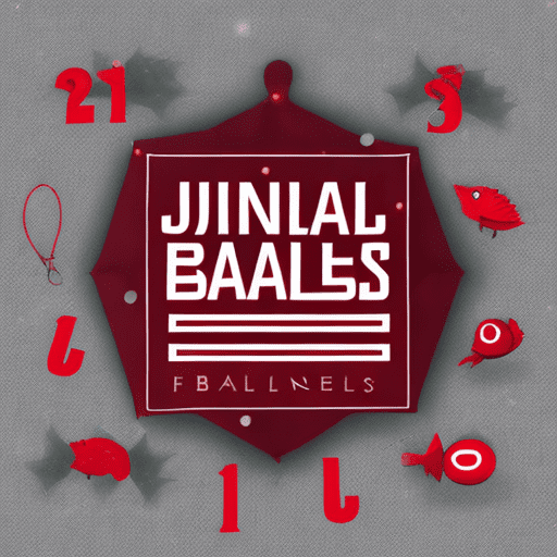 Social media square logo for an online store called "jingle baits". It's an advent calendar with fishing baits inside. The logo should have a few digits, ranging from 1 to 24. The color theme should be red. Write "jingle baits" in the middle of the image. Font should be christmas-themed