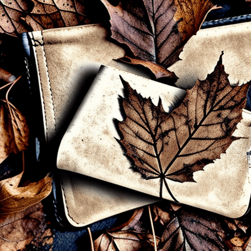 Dry dusty leaves in an open abandoned wallet. Style: goth