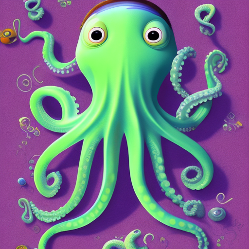Baby octopus, in the style of pixar, cuteness overload --stylize 750