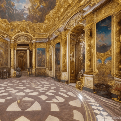 Inside a resplendent baroque grotto, replete with intricate carvings, ornate statues, and a majestic waterfall cascading into a serene pool, surrounded by lavish vegetation. The atmosphere is dense and heavy with the scent of damp stone and blooming flowers. Elaborate frescoes adorn the vaulted ceiling, while gilded accents and precious gems add to the sense of opulence and grandeur. Alphonse mucha's signature art nouveau flair blends with the baroque grandiosity, as if jordan grimmer's digital painting mastery brought this masterpiece to life. Hyperdetailed textures, dynamic lighting, and volumetric effects transport the viewer to an immersive, 8k resolution world, evoking the very essence of unreal engine's capabilities.