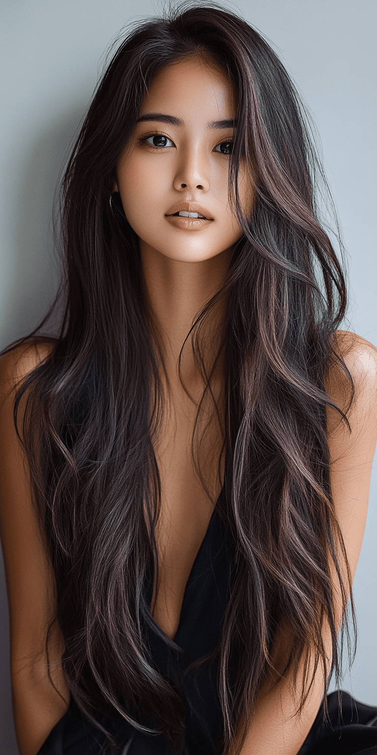 Woman with beautiful long brown hair, in the style of kenro izu, meticulous technique, magewave, hallyu, minimalist sets, dark white, uhd image --ar 1:2 --personalize yruxpc2 --stylize 750 --v 6. 1