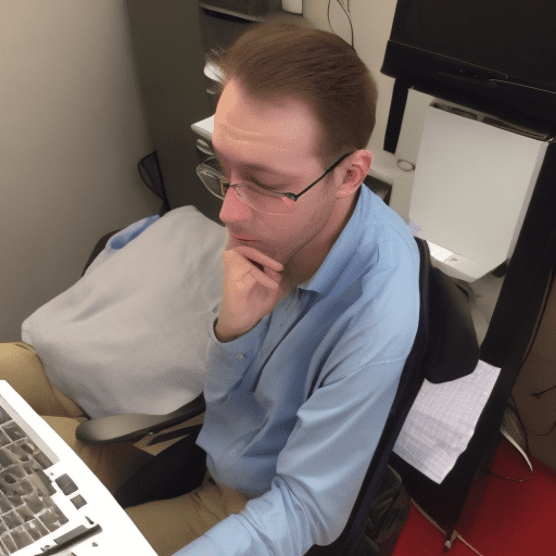 An employee fell asleep on his computer keyboard, he woke up with marks on his cheek from the computer keyboard