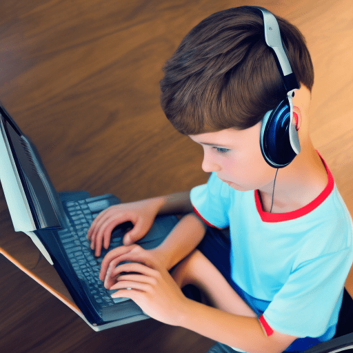 A boy with computer