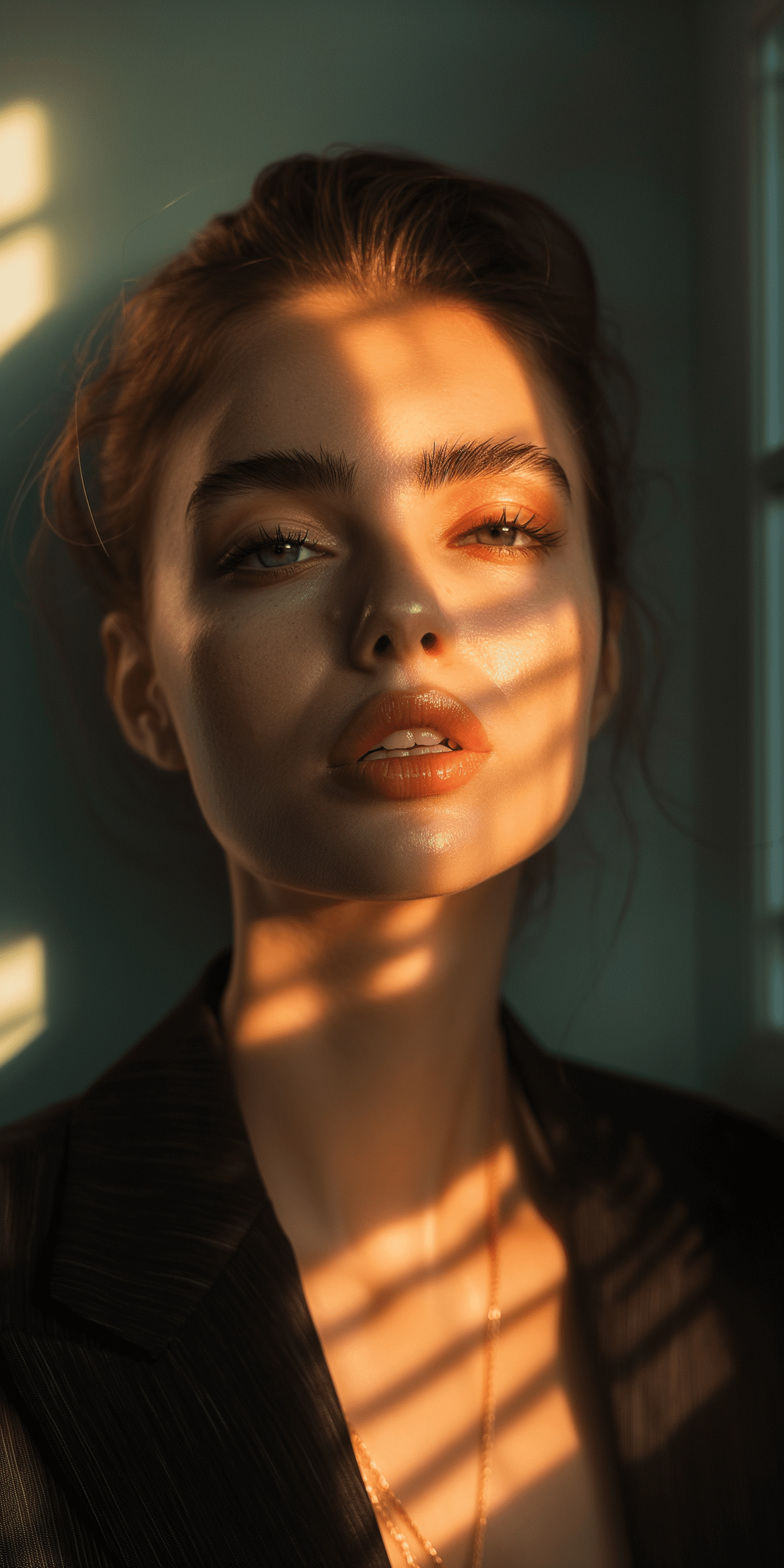 High-resolution photograph, woman, stunning use of shadows, in the syle of crisp lines and forms, uhd, shot on a sony a7iii --ar 1:2 --style raw --stylize 250