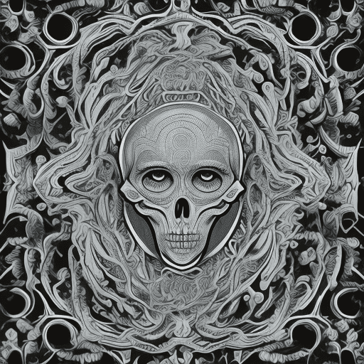 Intricate detailed ghost on transparent background