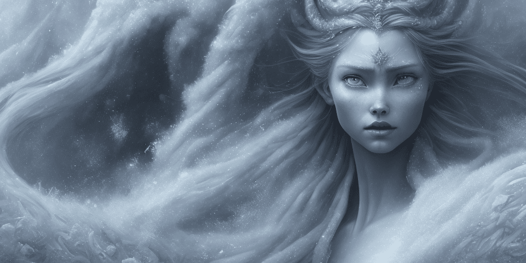(epic dark fantasy oil painting:1. 3) , in the intense hyper-realistic style of classic dark fantasy illustrations, with icy, vibrant colors and dramatic lighting. Elsa stands in the middle of a fierce blizzard, her piercing gaze locked onto the viewer, exuding a powerful and almost otherworldly presence. The snow whirls violently around her in chaotic gusts, mixing with vibrant blue magic particles, adding a spectral glow to the scene. Elsa’s long, platinum-blonde hair flows wildly in the storm, catching the blue glow from the magical orbs she is conjuring. She holds her hands out, and swirling, plasma-like orbs of ice levitate around her, pulsating with the cold, bright blue of her ice magic. The orbs emit a soft, ethereal glow that contrasts against the dark, stormy landscape. Her expression is intense and resolute, as if channeling the full strength of her powers, and her face is framed by strands of hair that catch the icy wind. Her iconic dress has been adapted with a dark, norse-inspired twist, with intricate frost patterns that shimmer in the cold light. Her clothing is layered, combining elegance with elements that look suited to withstand the brutal winter—fur lining, icy embroidery, and a regal, flowing cape billowing in the wind. The blizzard surrounds her in layers, with snow and magic particles caught in different depths, creating a sense of motion and depth to the scene. The snowflakes and particles glow faintly, casting a surreal, magical aura around her. Some snowflakes are suspended in her ice magic, frozen mid-air, emphasizing her absolute control over the icy elements. The color palette is dominated by icy blues, cool whites, and dark, stormy grays, with bright highlights that illuminate elsa and the magic she’s wielding. The glowing blue of her magic casts subtle reflections on the snow around her and creates intense shadows that give her an almost ethereal appearance against the raging blizzard. Lighting is dramatic, with the glowing ice orbs casting soft, luminescent light across elsa’s face and hands, adding depth and intensity to her icy powers. The snow swirls in every direction, blurring into the background, creating a powerful sense of movement and energy, while the icy blue highlights on elsa make her stand out sharply against the blizzard.