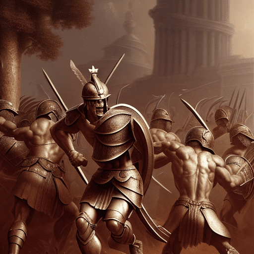 A spartan in full battle gear running in the field, in the style of crimson and bronze, detailed crowd scenes, massurrealism, monsù desiderio, grandiose architecture, strong facial expression, pigeoncore --ar 1:2 --stylize 750