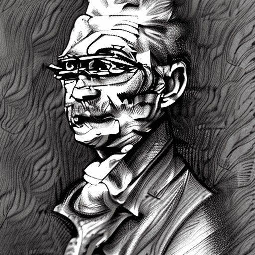 Hiperrealistic portrait, ink, abraham lincol, portrait isolated on white background