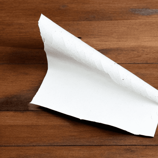 Single piece of crushed white paper on a wooden floor