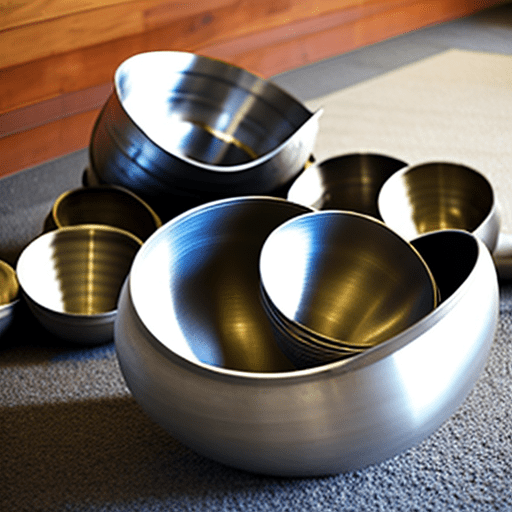 Steel bowls on the floor.