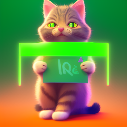 Cute [cat] on [ location] , [wearing orange pastel t-shirt] , full body, [cinematic lighting] , light green fur, spreading a pastel-colored banner for text, with a size no larger than himself concept art, ue5, 3d rendering, 8k --v 5. 2