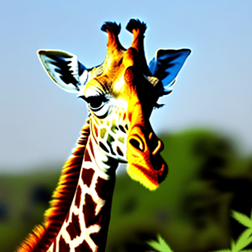 Photo of a giraffe created get high after weed