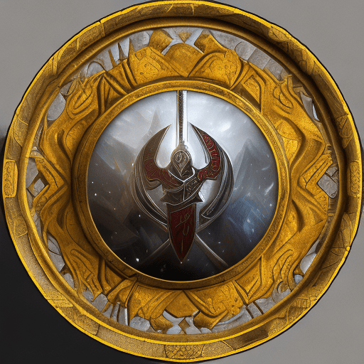Fantasy token of a mid-age warrior with a sword an a round shield in the style of the dark eye