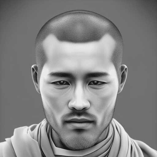 Https://www. Systemisches-zentrum. De/media/fotohpbearbeitetld. Jpg make him appear as a black-and-white high-contrast realistic zen monk close-up