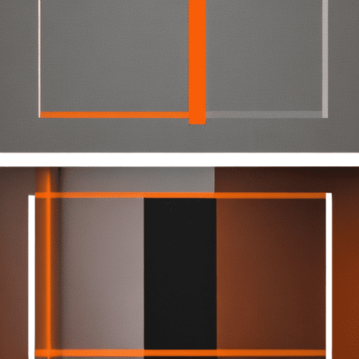Create a poster where it says: ミvrg彡futone, minimalist and dark style as the main color: black, orange and white.