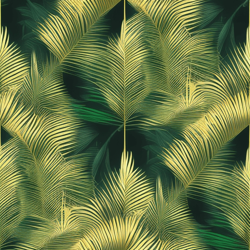 Hyper realistic palm leaves background. Gold and black coloured, cinematic light, modern style, premium design, art